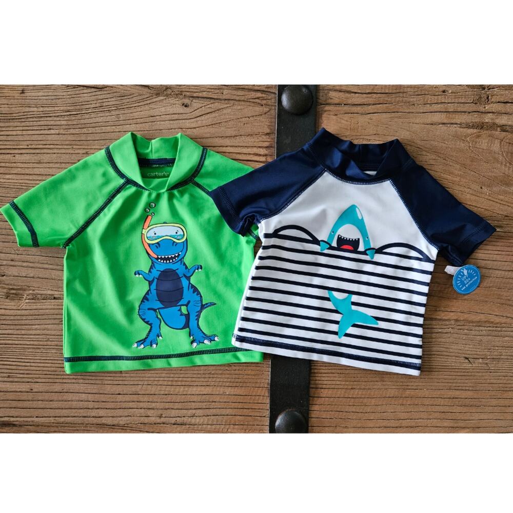 Carter's Rash Guard Swim Shirt Bundle sz 3m New